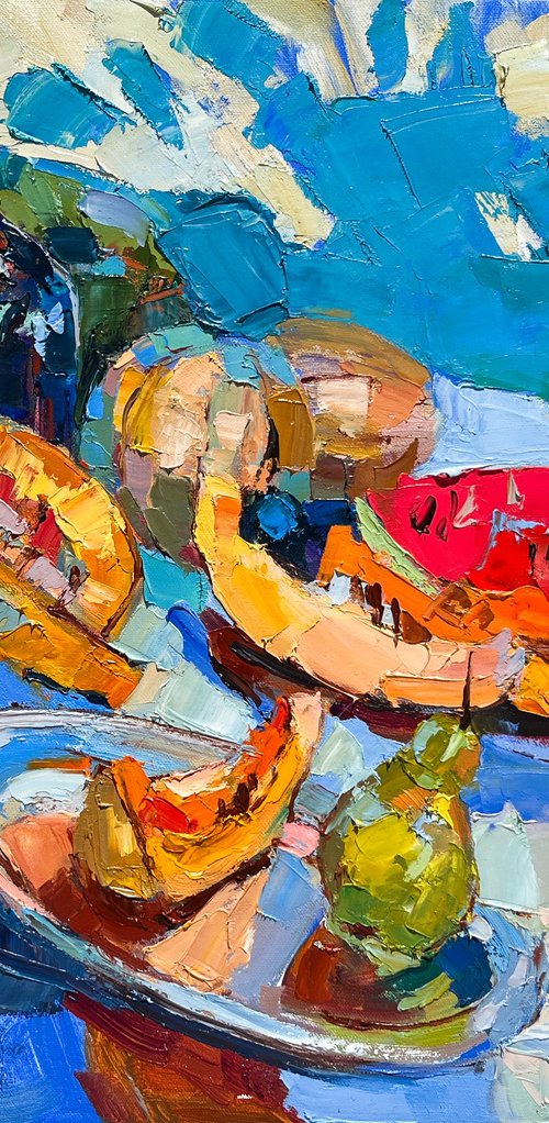 Summer Fruit Still Life – Oil Painting by Elena Recondo
