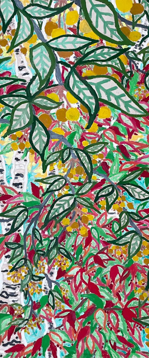 Birch Tree + Crabapple + Burning Bush by Katie Jurkiewicz