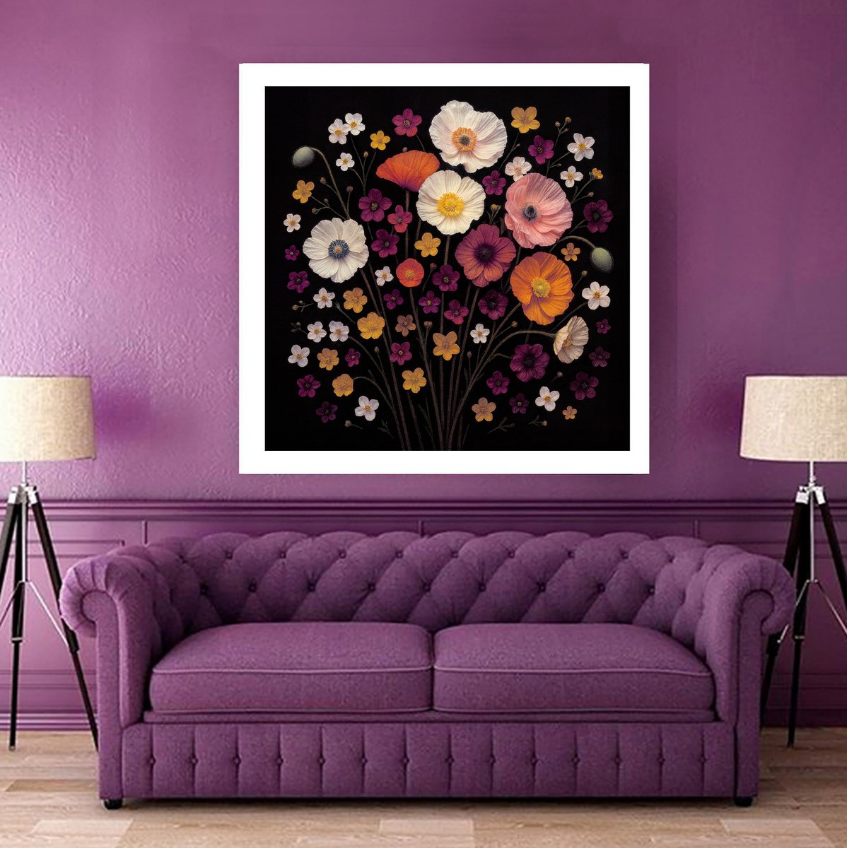 Photorealistic Botanical Photograph By Michael Filonow, 32 X 32", Poppies 45, Original Artwork