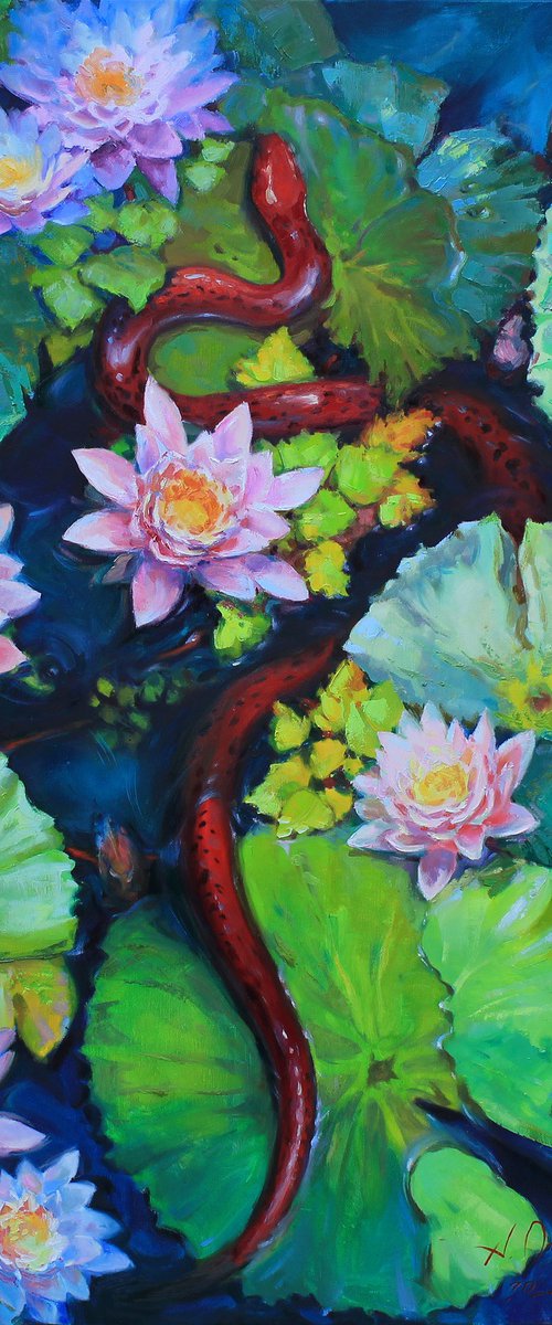 Red snake by Alisa Onipchenko-Cherniakovska