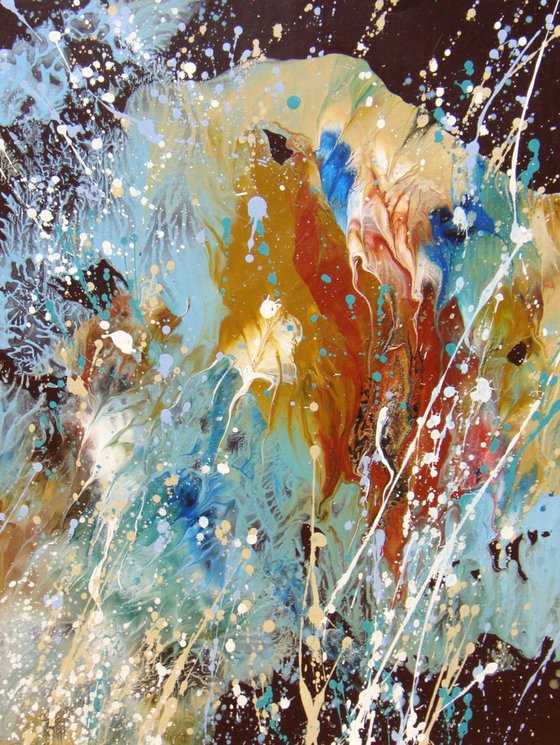 "Splashes" #13 Abstract painting on paper 30.5x40.5cm.....(12 x 16")