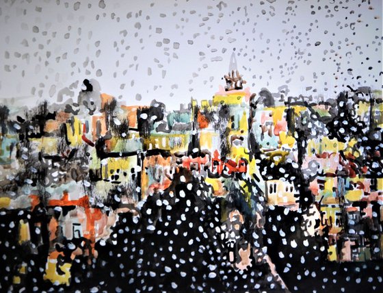 Snowy town / 35 x 27 cm