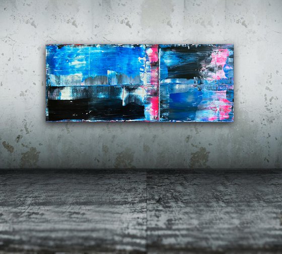 "To Trauma, With Love" - FREE USA SHIPPING - Original PMS Abstract Acrylic Painting On Reclaimed Wood - 48" x 20"