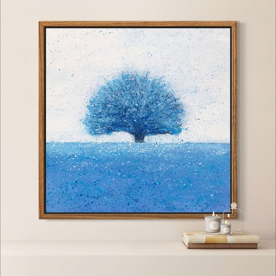 Four seasons.Winter, abstract tree painting on canvas 50-50cm