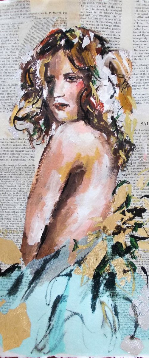 Fairytale -Woman Acrylic-Mixed Media on Paper by Antigoni Tziora