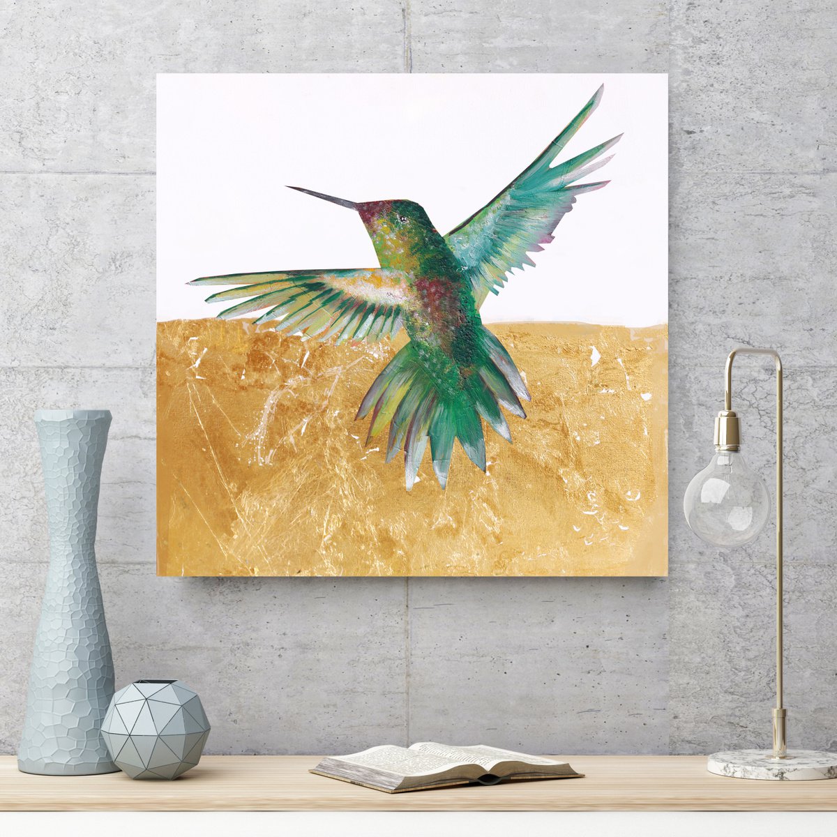 Hummingbird in the golden magical autumn. by Olha Gitman