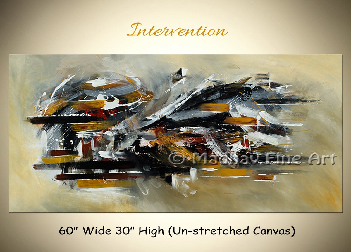 Abstract Acrylic Painting By Madhav Singh, 63 X 33", Intervention, Original Artwork