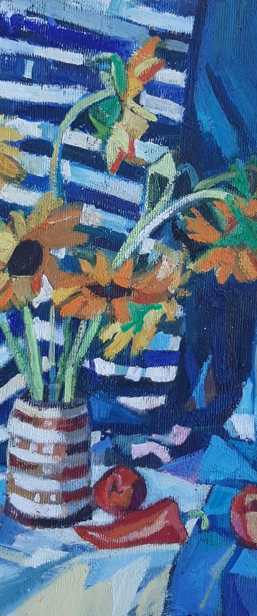 Sunflowers with drapery by Maja Đokić Mihajlović