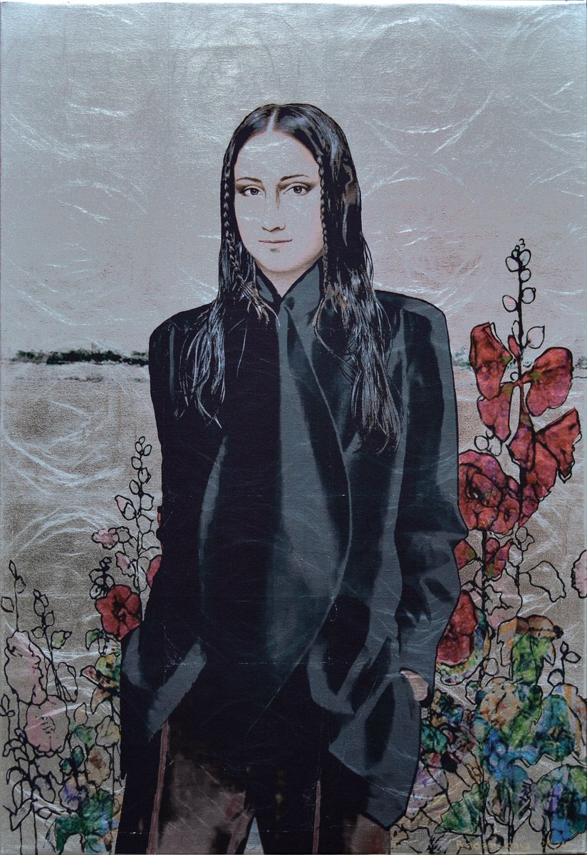 Contemporary printed portrait In the FIeld mong the flowers by Nataliya Bagatskaya