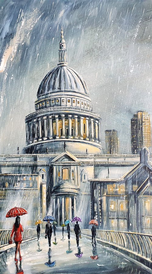 Rain on the Bridge St Paul’s by Joseph  Charman