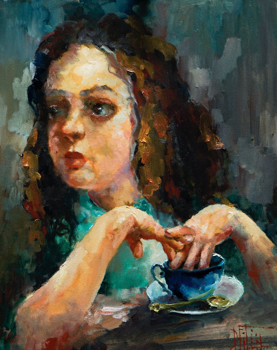 Impressionistic Portrait Oil Painting By Pavel Filin, 15 X 19", Alisa, Original Artwork