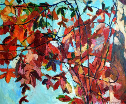 Red foliage 1 / 80 x 65  cm by Maja Đokić Mihajlović