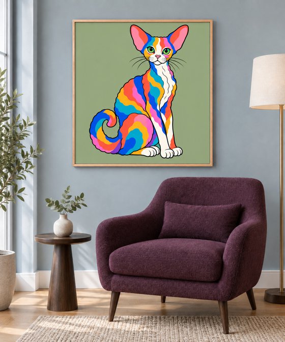 Colorful Devon Rex Cat #21