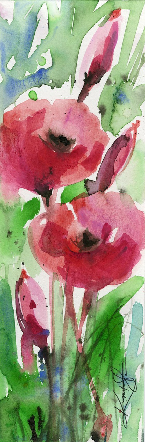 Poppy Love Collection 6 -  4 Watercolor Flower Paintings by Kathy Morton Stanion