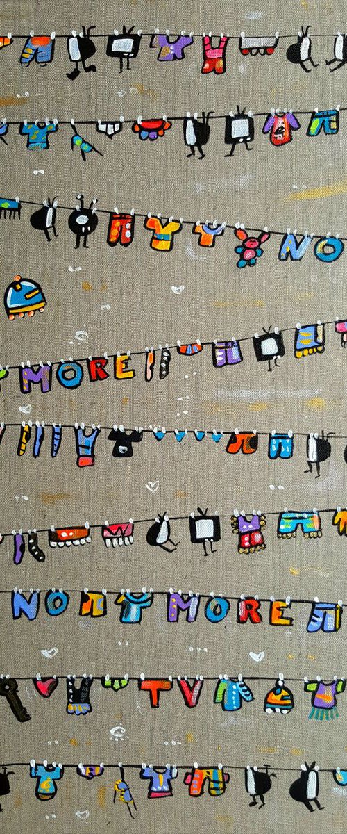 No More TV Linen Laundry Televisions by Maria Luisa  Azzini