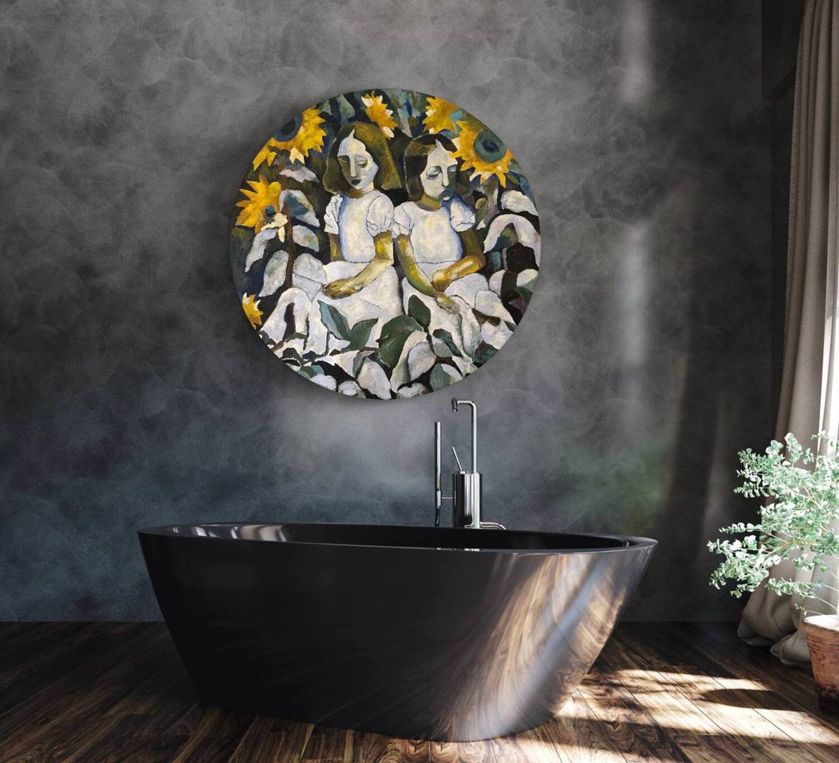 Naive Botanical Oil Painting By Tatiana Fedorovskaya, 39 X 39", Close Your Eyes, Original Artwork