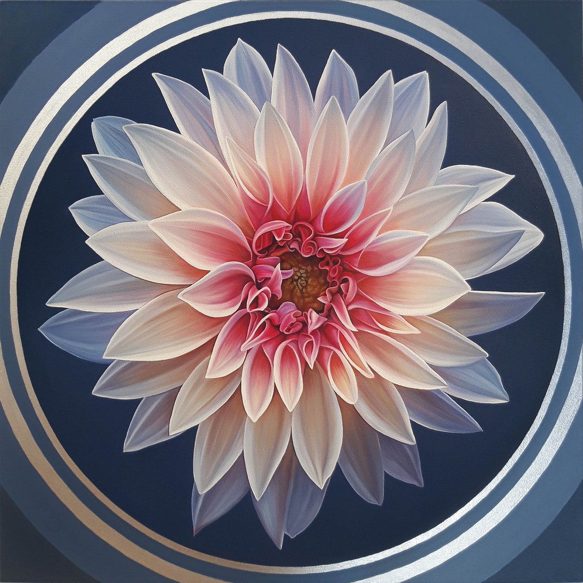 The star is born, oil floral dahlia painting, minimalism flower art by Anna Steshenko