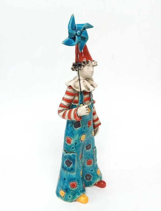 Carefree Clown with Pinwheel