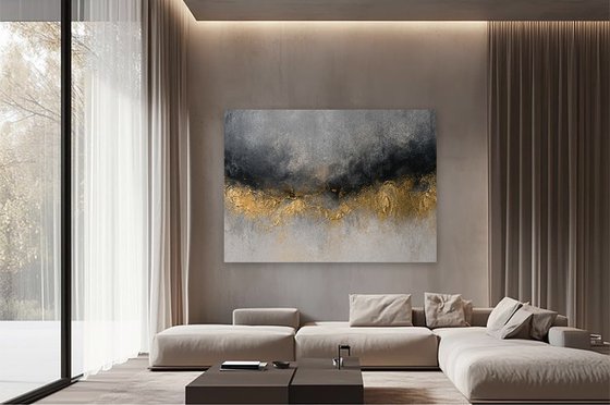 Abstract Gold Peaks in Gray Shadow