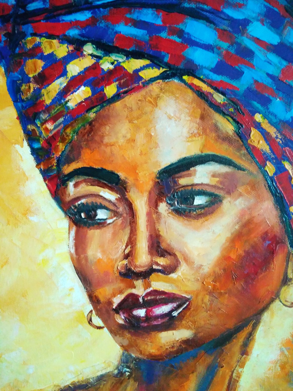 African Queen- portrait black woman, 40x50 cm, ready to hang. Oil ...