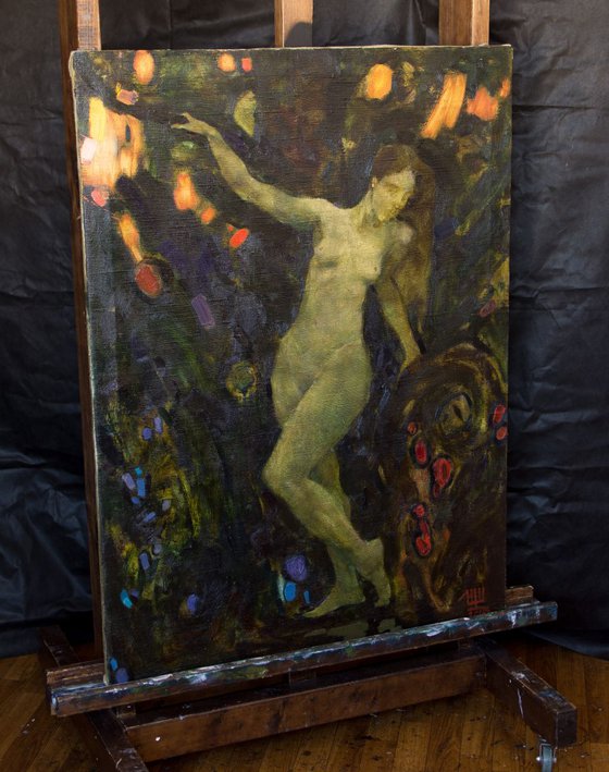 "Mermaid in the swamp". Oil on canvas. 120/80 cm. 2014.
