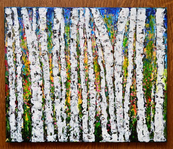 Aspen Trees 02 - Modern Textured Abstract Gift Idea