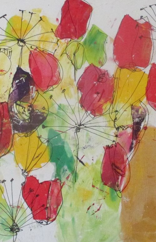 spring flowerpower acrylpainting 31,5 x 47,5 inch by Sonja Zeltner-Müller