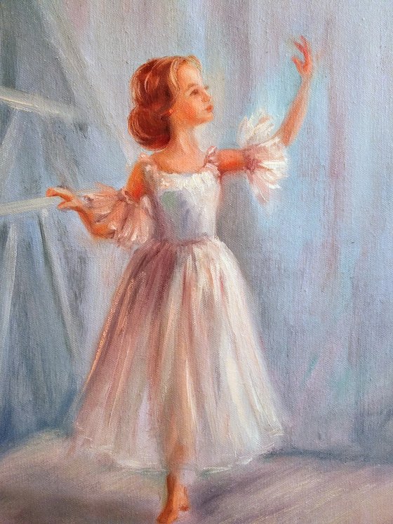 Set of 2 paintings Ballet dancers Little Ballerina Dancing Baby Girls