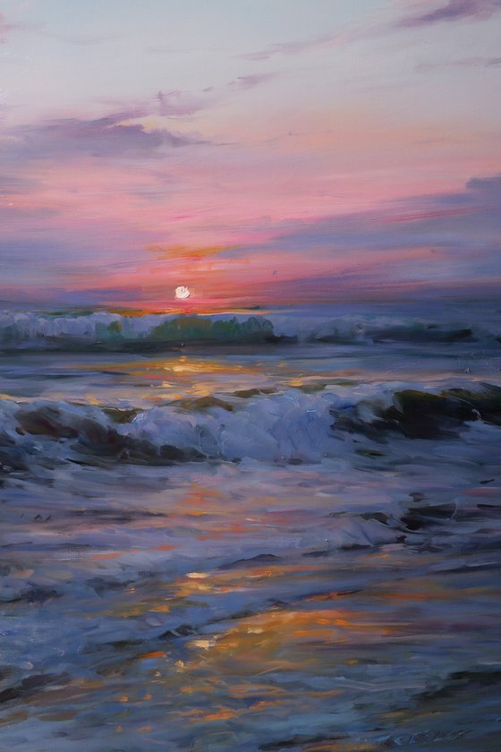 "The sun falling asleep in the waves"