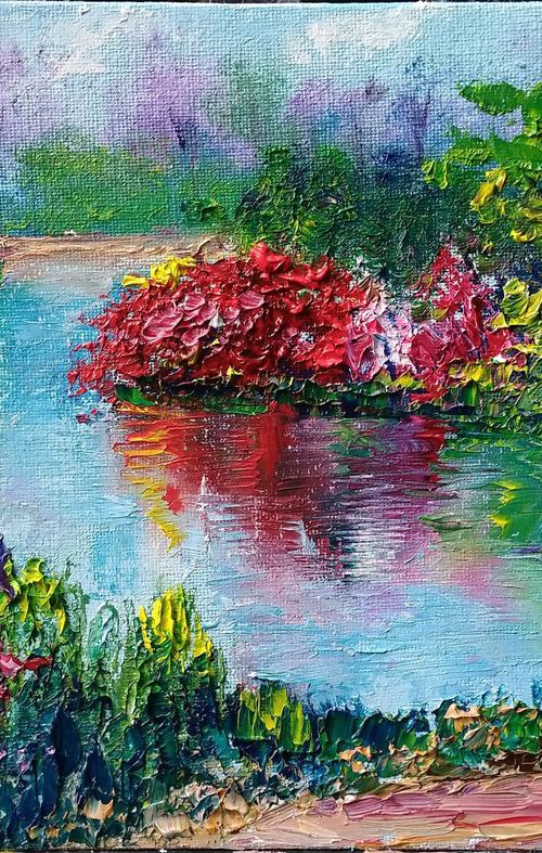 Flowers around the Pond by Oksana Fedorova