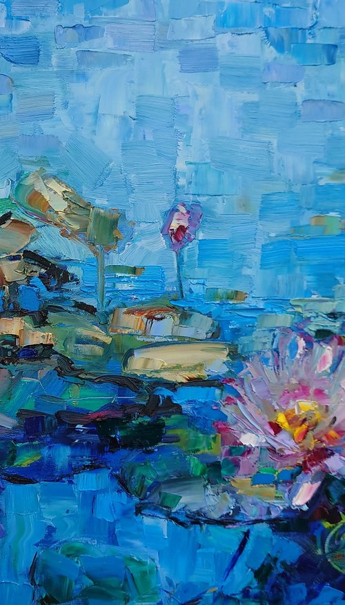 The Shimmering Symphony of Water Lilies by Dalia Visockaite Kisieliene