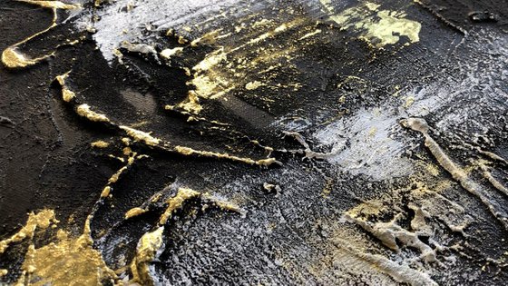 Gold and Black Abstract Reflections