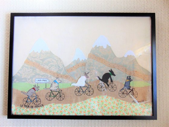 "Le Tour de France" - textile collage