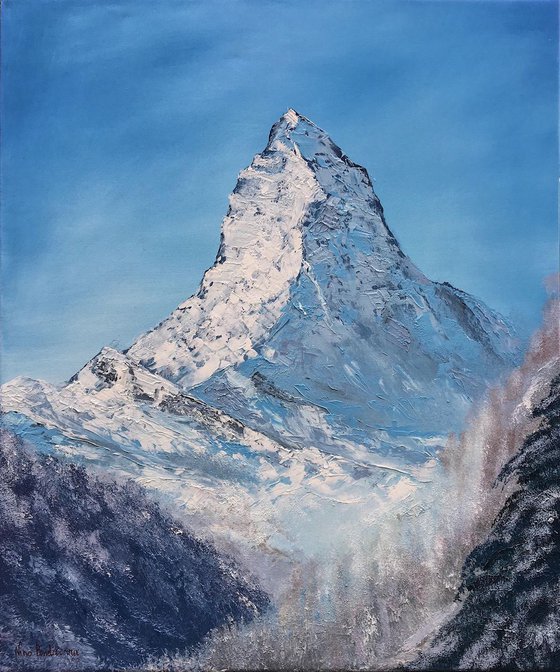 Matterhorn (Mont Cervin) - original swiss mountain landscape oil painting on stretched canvas