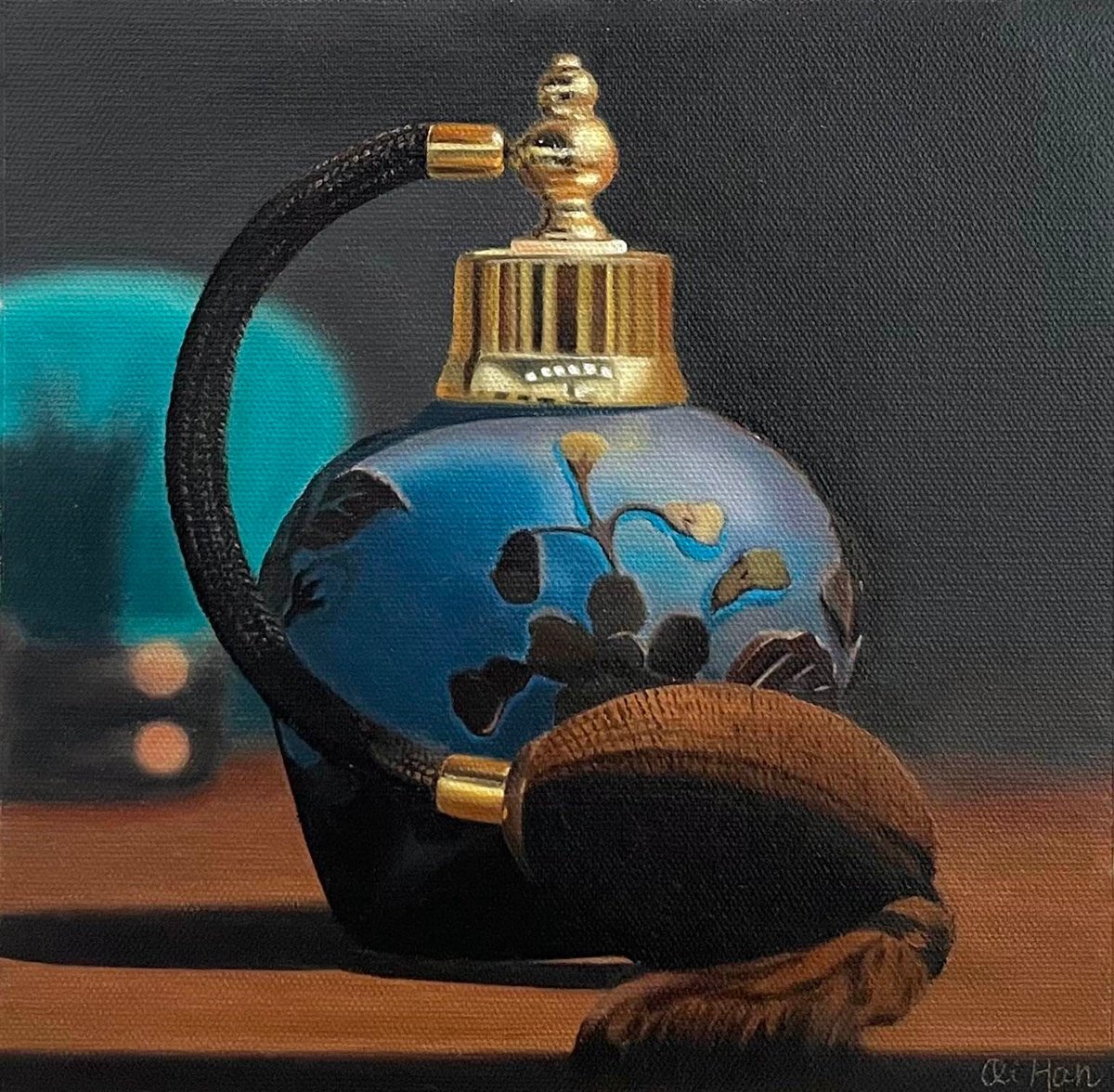 Photorealistic Still Life Oil Painting By Qi Han, 13 X 13", Scented Memories, Original Artwork