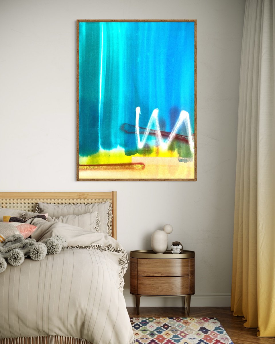 Abstract Landscape Painting By Evgenia Makarova, 28 X 37, Waves Of Light, Original Artwork