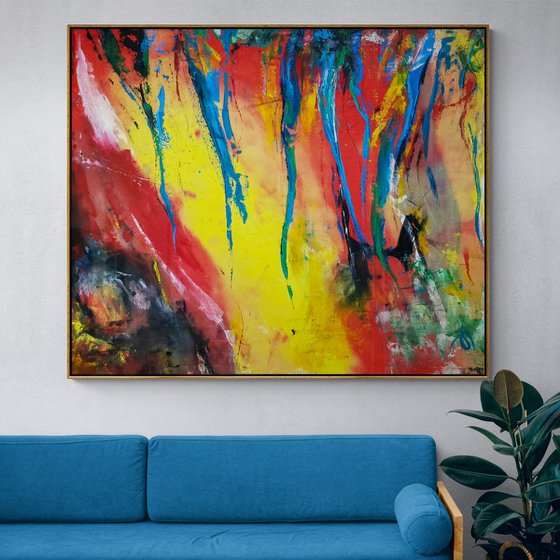 Eminenta N-2 (XXXL) - Abstract Painting (H)132x(W)156 cm. Acrylic on Unframed Raw Cotton Canvas