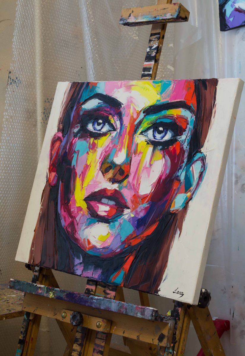 "Manzanilla", fantasy woman colorful pop-art portrait