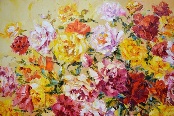 A large bouquet of roses.