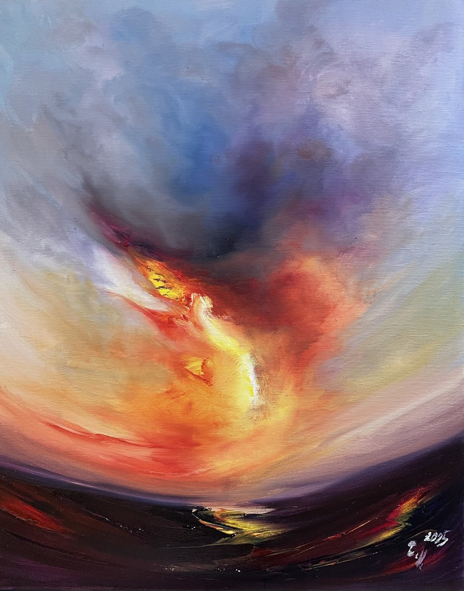 Impressionistic Landscape Acrylic Painting By Timea Valsami, 16 X 20", Wings Of Icarus, Original Artwork