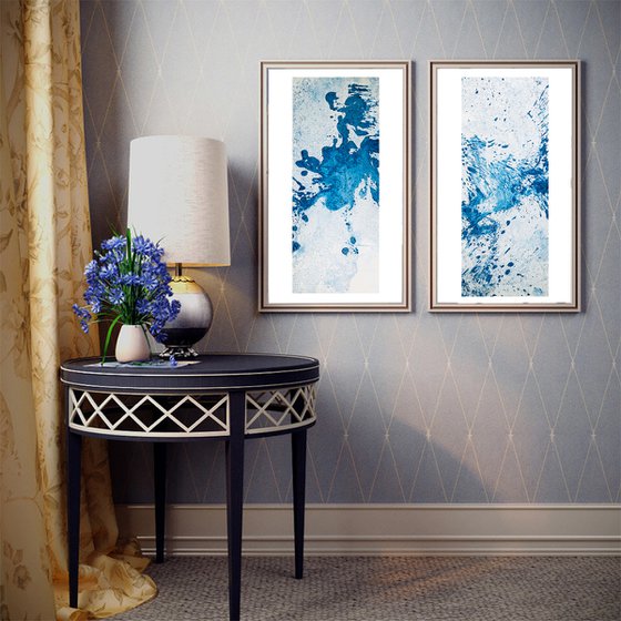 White and blue abstracts (2 artworks)