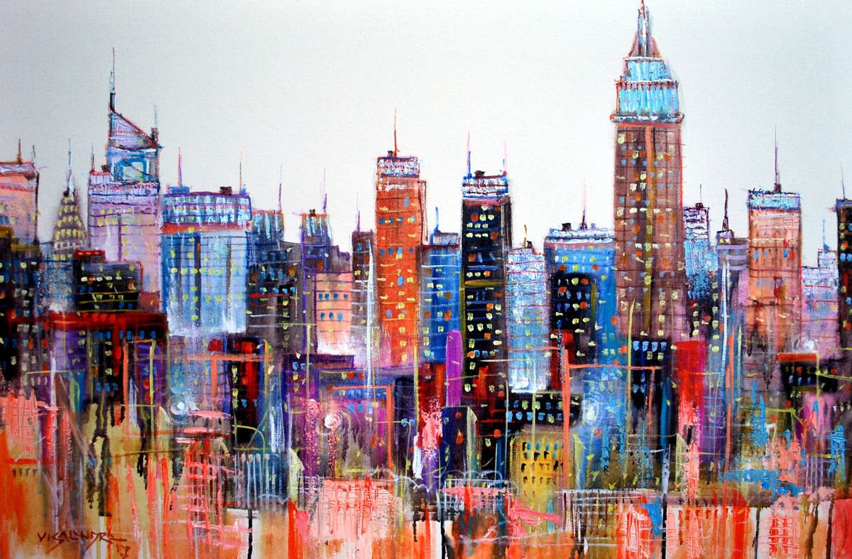 Abstract New York City2, 36x24in by Vishalandra Dakur