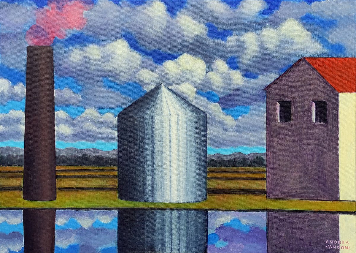 Impressionistic Landscape Acrylic Painting By Andrea Vandoni, 28 X 20, The Silence, Original Artwork