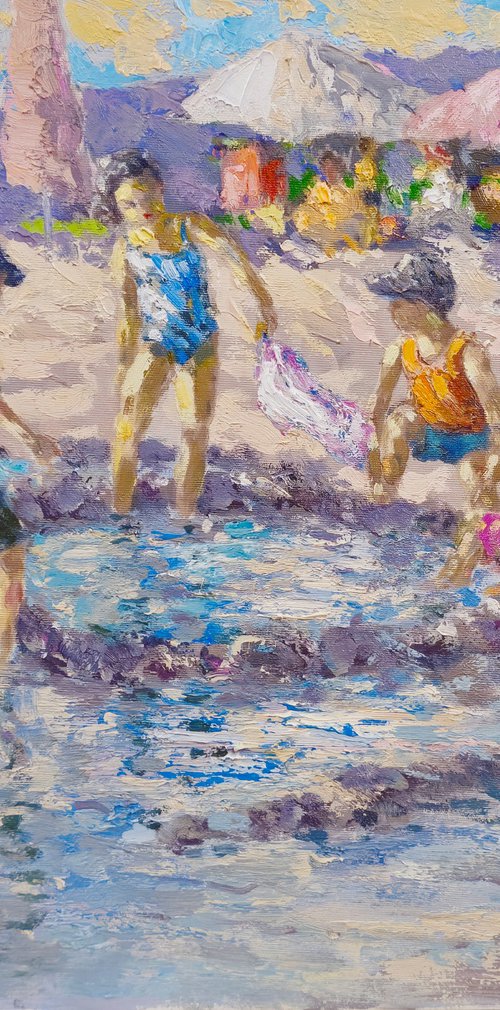 Children on the beach by Hrachya Hakobyan