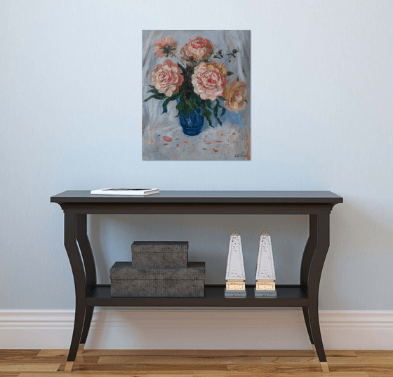 Peonies in The Blue Vase