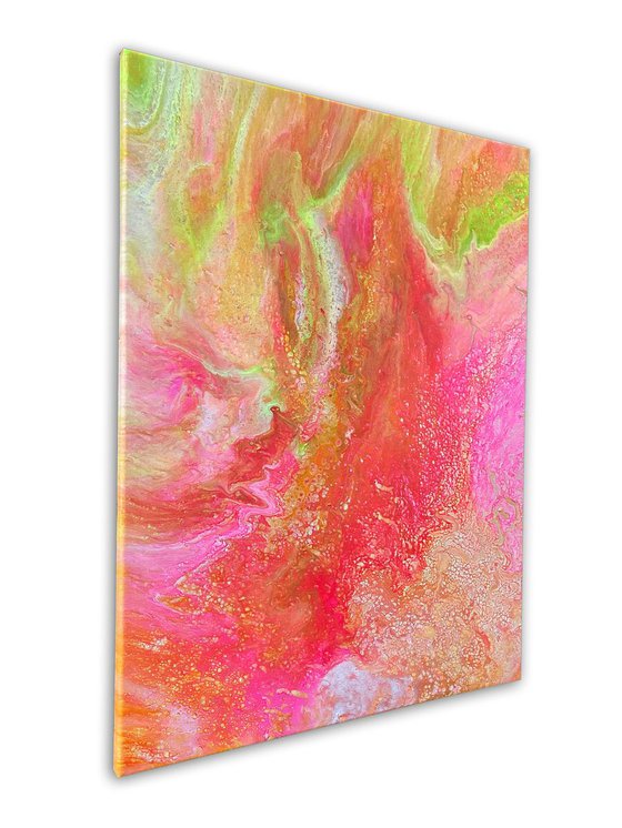 "Bubbling Up" - FREE USA SHIPPING - Original Abstract PMS Fluid Acrylic Painting - 18 x 24 inches