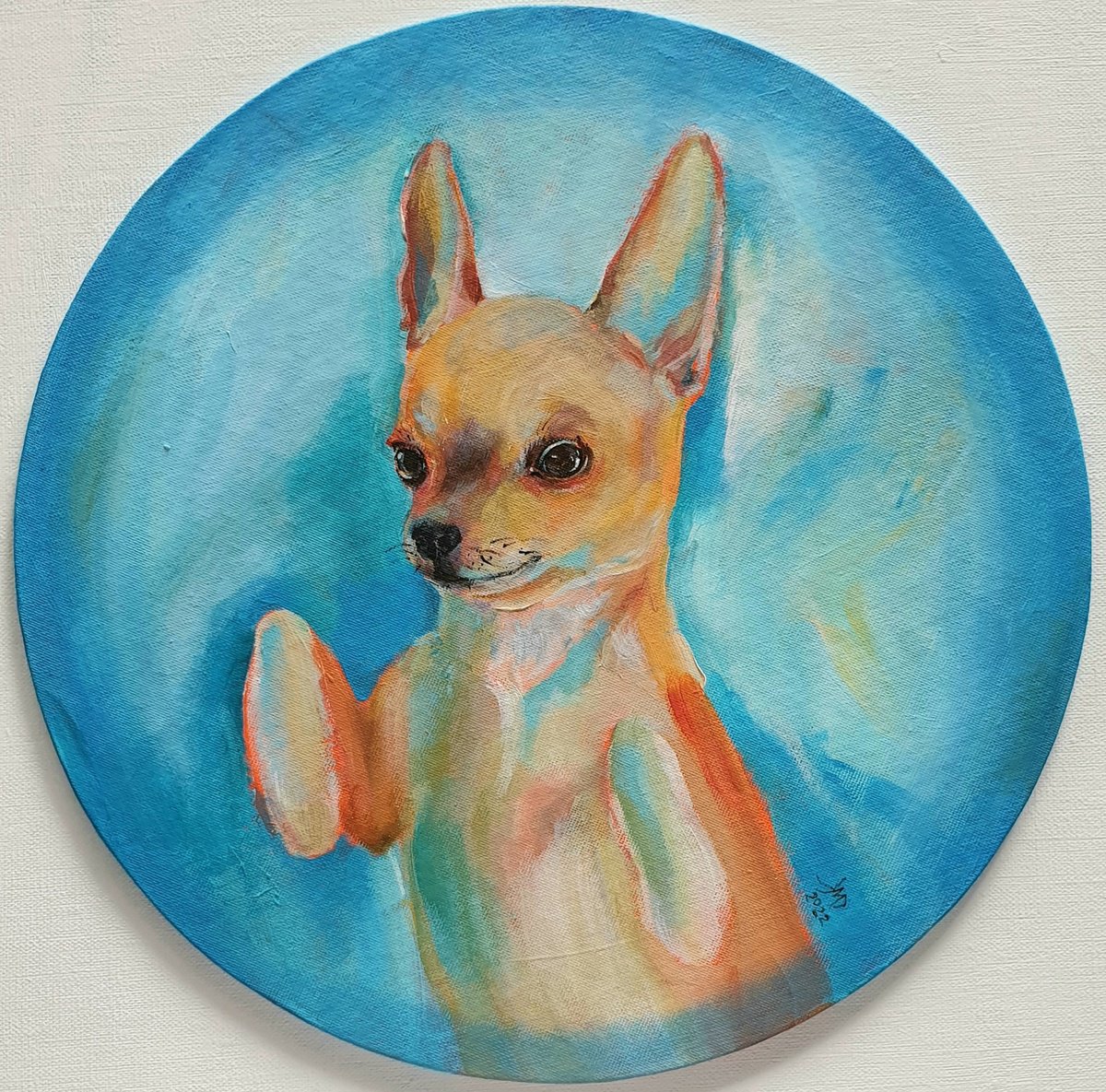 Expressive Animal Acrylic Painting By Ksenia June, 12 X 12", Play With Me, Original Artwork