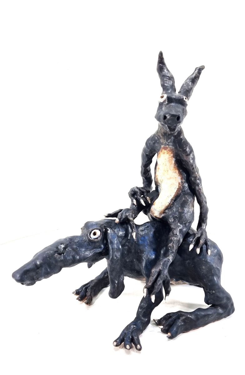 Naive Clay Sculpture , Kratt By Aare Freimann, 16 X 22, Artwork For Sale On Artfinder