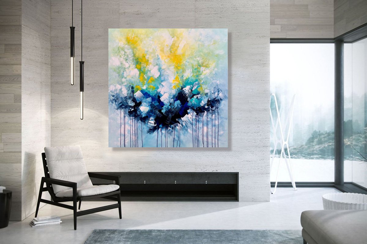 Abstract Acrylic Painting By Julijana Ravbar, 39 X 39", Keeping Me Alive, Original Artwork