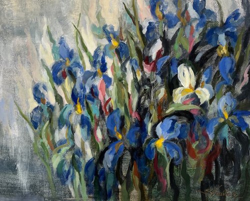 Blue Irises by Silvia  Vassileva